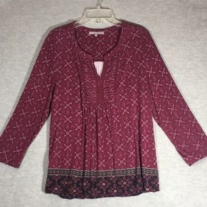 DANIEL RAINN Cozy Comfy Stretch Oversized Holiday Floral Design Placket Front